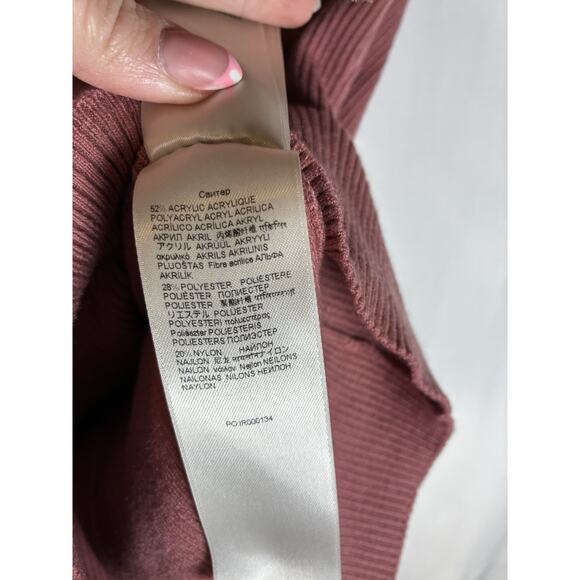 7 For All Mankind Sweetheart Rib Top M Soft berry Stretch Minimalist Chic - Picture 6 of 10